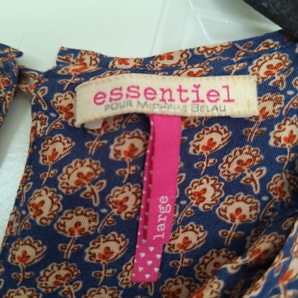 Essentiel Blue Brown long sleeve Top size L - Picture 2 of 5